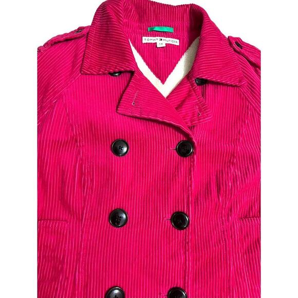 Tommy Hilfiger Wide Wale Corduroy Jacket Double Breast Peacoat Pink Size Large - Picture 4 of 16